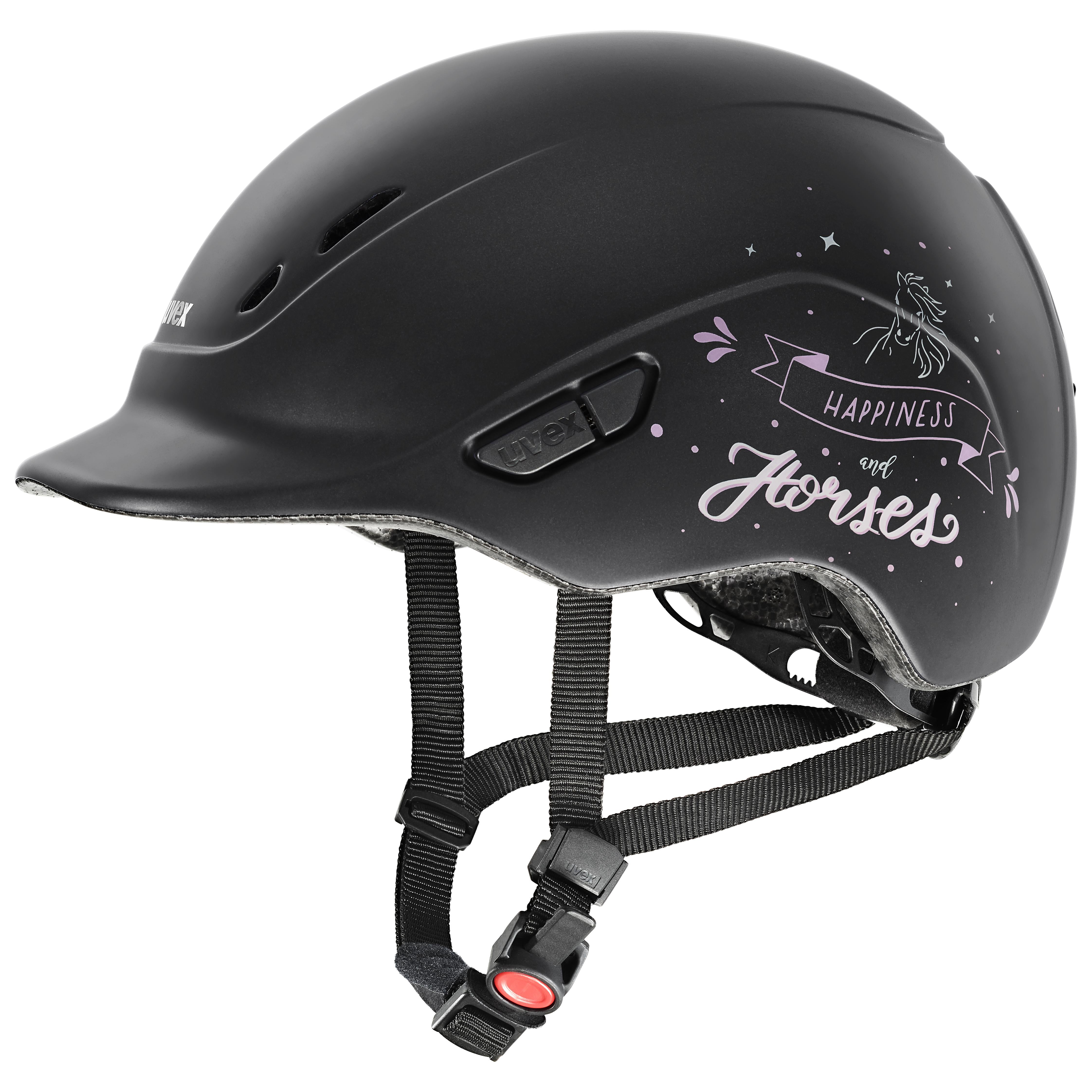 Uvex - Happy Horse Nero - Casco da equitazione regolabile per bambini taglia 49-54 cm