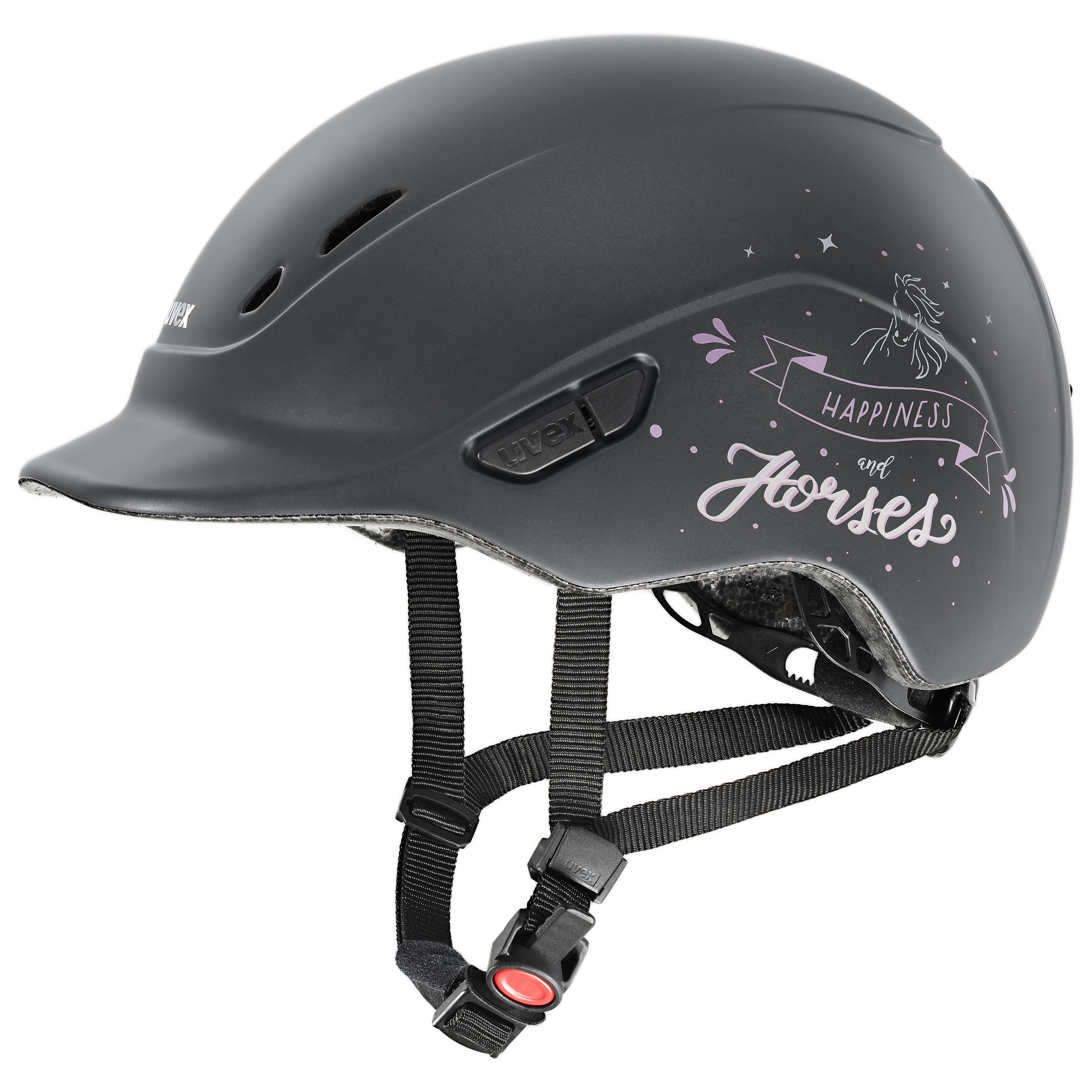 Uvex - Happy Horse Antracite - Casco da equitazione regolabile per bambini taglia 49-54 cm